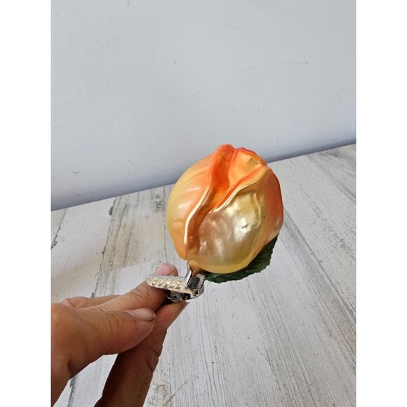 old world owc Clip Rose Orange glass Xmas tree vintage - Picture 5 of 8